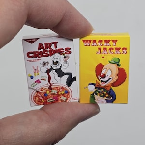 1:12 Scale ART CRISPIES Cereal Box and Wacky Jacks Display Miniature 1/12 Scale Box Sealed and Empty Terrifier Horror Movie