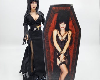 Standee Only 1:12 Elvira Custom Miniature Mini Coffin Standee 1/12 Scale Replica Promo Standee 7" Tall