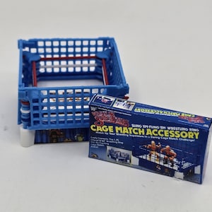 1:12 WWF LJN Ring Custom 3D Print Mini Sling 'Em Fling 'Em RIng in Miniature Box Retro Display Toy 1/12 Scale Elastic Ropes + Figures + Cage image 9