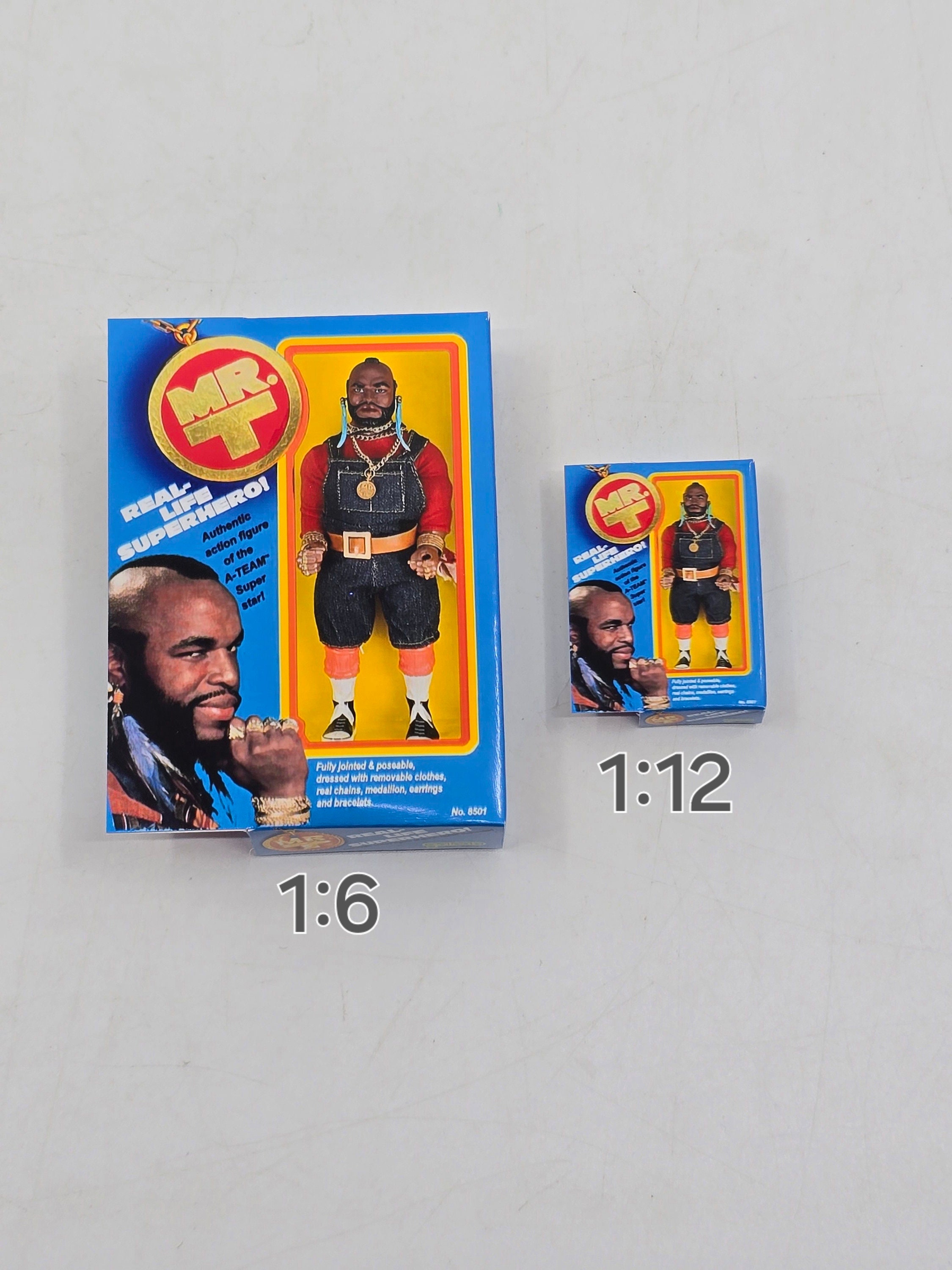 1:6 or 1/12 Mini Mr.t Fan Art Miniature Box MR. T Vintage Action