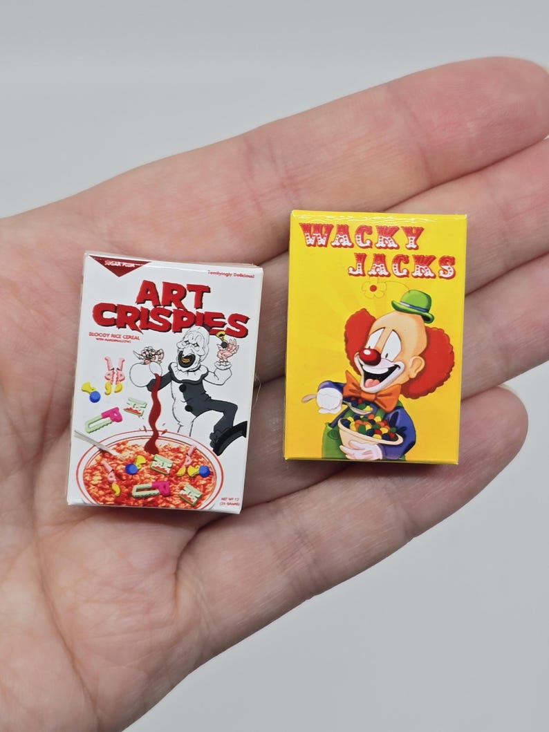 1:12 Scale ART CRISPIES Cereal Box and Wacky Jacks Display Miniature 1/ ...