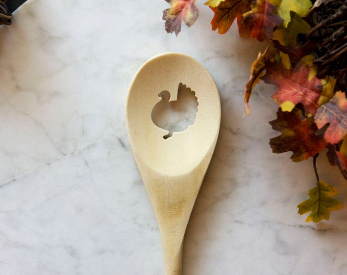 Wood Spoon Turkey- Thanksgiving, carved, wooden spoon, kitchen spoon, strainer, handmade, housewarming gift, cookware, Cooking Utensil