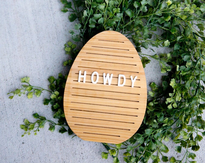 Wooden Letter Board EGG -  Walnut- Message Board, Spring, Felt Board, Modern Farmhouse, Modern Cabin, Natural