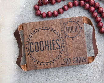 Santa Plate, Christmas Plate, Cookies for Santa, Christmas Tray, Farmhouse, Rustic, Cabin, Wood, Mantle, Natural, Cookie Plate, Table decor
