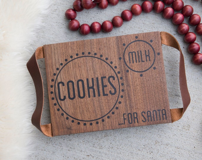 Santa Plate, Christmas Plate, Cookies for Santa, Christmas Tray, Farmhouse, Rustic, Cabin, Wood, Mantle, Natural, Cookie Plate, Table decor