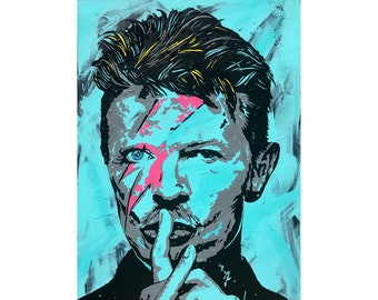 Bowie - David Bowie Original Acrylic on Canvas Matted Print