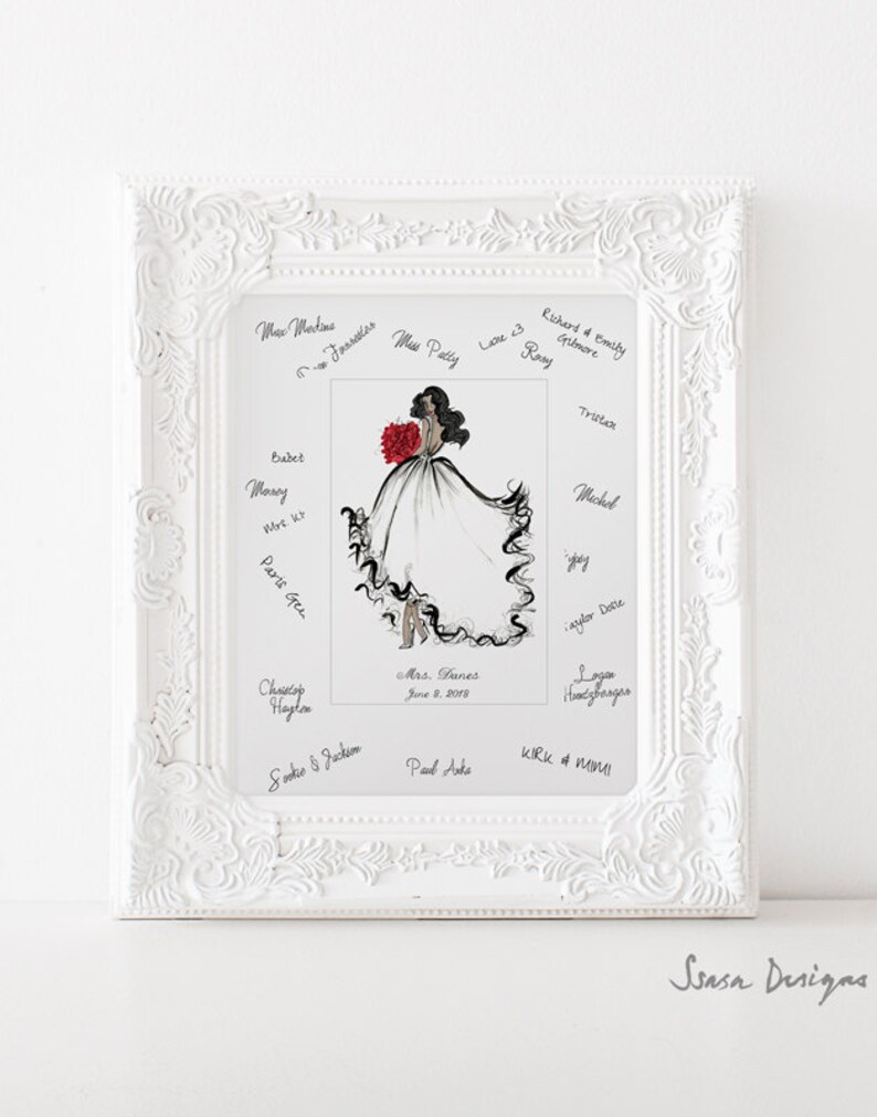 Bridal Shower Guest Book Alternative / Bridal Illustration Etsy