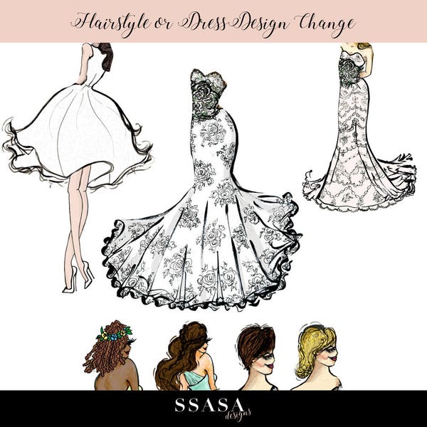Peinado o cambio de diseño de vestido para estampados semi custom ADD ON
