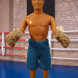 Boxing Set Pattern for Ken Doll Crochet Ken Doll Clothes for Boxing 12 Inch Male Fashion Doll Gym Outfit