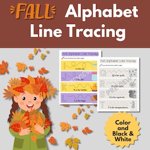 Fall Alphabet Line Tracing Worksheets | Pre-Writing Practice for Preschool & Kindergarten