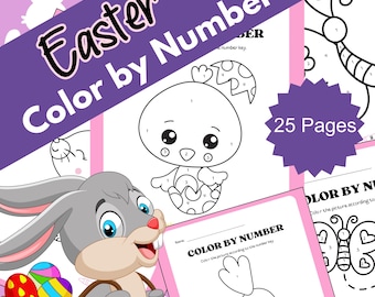 Pasen kleur-op-nummer-activiteit voor kinderen vakantie leren lente kleur-op-nummer afdrukbaar voor kinderen