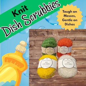 Knit Dish Scrubbies – Set of 3 • Choose Your Colors • Reusable, Eco-Friendly Kitchen Scrubbers
