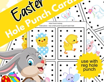 Actividades de Pascua con perforaciones para niños en edad preescolar, Actividad de motricidad fina, Actividad de aprendizaje, Montessori, Aprendizaje de motricidad fina