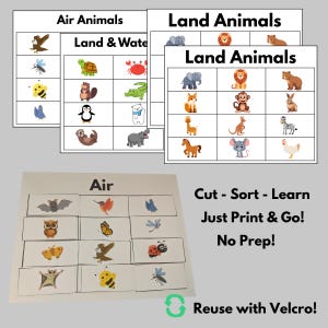 Animal Classification Activity | Cut and Sort by Habitat | Land, Water ...