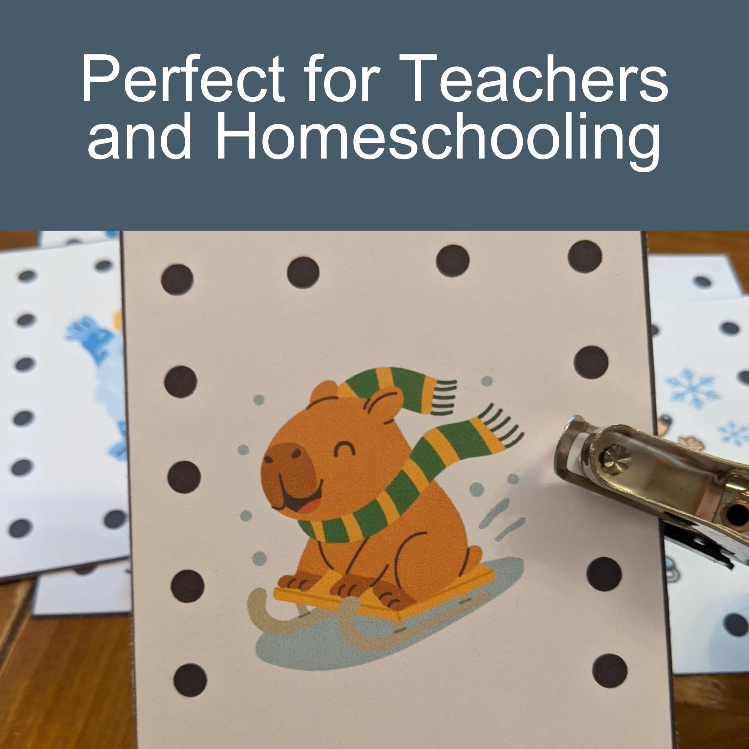 Winter Hole Punch Cards for Kids | Snowmen, Yetis & More | 40 Pre-k to ...