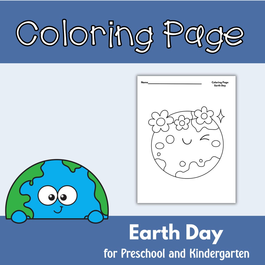 Earth Day Coloring Page for Preschool and Kindergarten - Etsy
