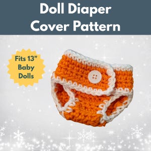 Gehäkelte Windel Cover Muster für 13 Inch Dolls - Passt über Einweg-Puppenwindeln