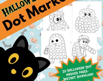 Halloween Dot Marker Pages | 20 Printable Dot Marker Worksheets for Toddlers & Preschool | Fine Motor Skills Halloween Activity