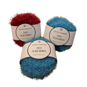 READY TO SHIP Dish Scrubby Eco Friendly Scrubby Kitchen Scrubby Knit Scrubbies Pot Scrubber Cleaning Scrubby Dishcloth Reusable Set of 3