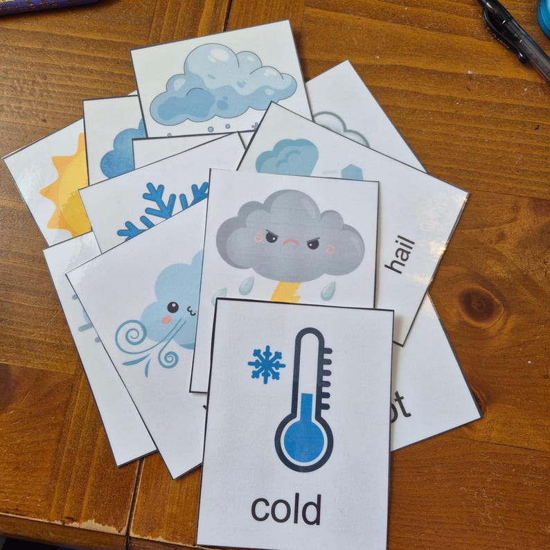 Weather Vocabulary Cards Preschool Kindergarten Weather Words ...