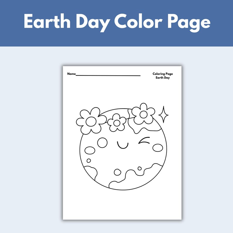 Earth Day Coloring Page for Preschool and Kindergarten - Etsy