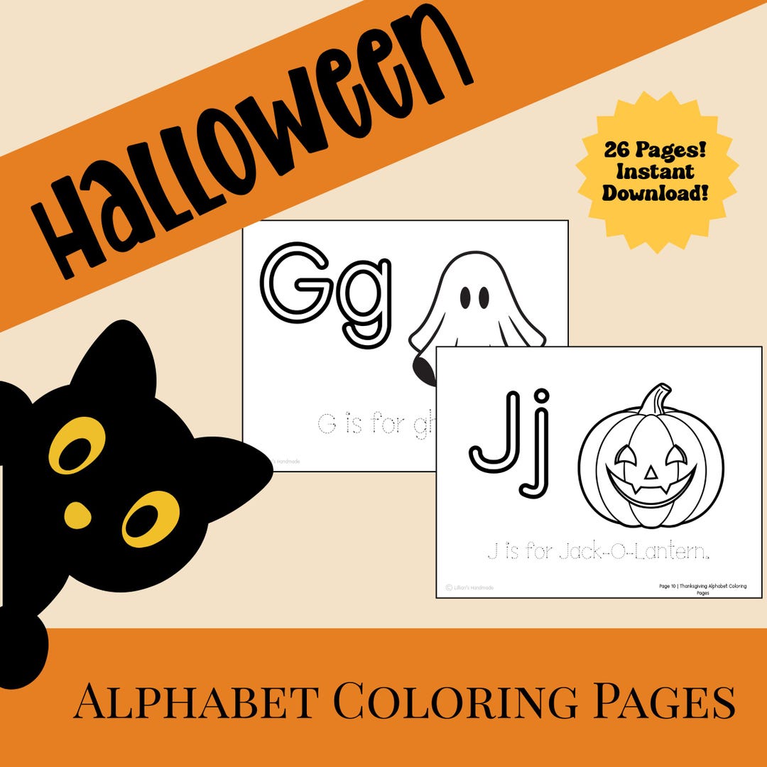 Halloween Alphabet Coloring Pages | A-Z Letters | Preschool ...