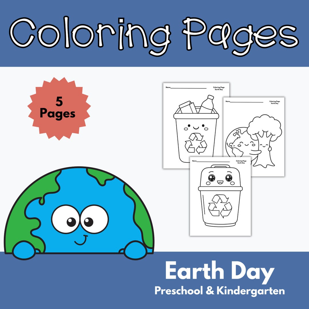 Earth Day Coloring Pages for Preschool and Kindergarten - Etsy