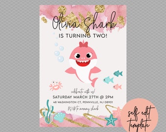 Baby Shark Invite Etsy Baby Shark Invite Etsy