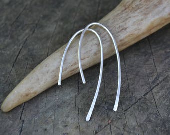 Sterling arc earrings, simple hook earrings, open hoop earrings, simple wire earrings, simple sterling wire earrings, minimal sterling hooks