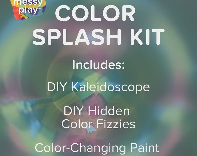 Color Splash Messy Play Kit - Art Box for Kids - DIY Kaleidoscope - Color Changing Paint- Photochromic Paint