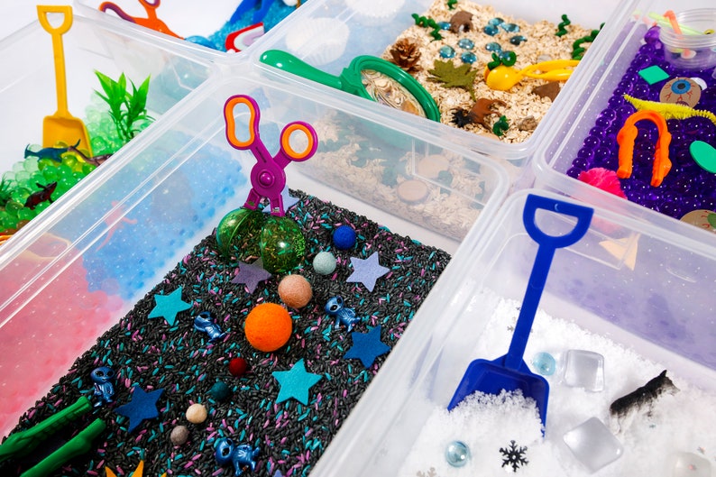 12 Months Sensory Bin Monthly Subscription Box for Kids Sensory Toys