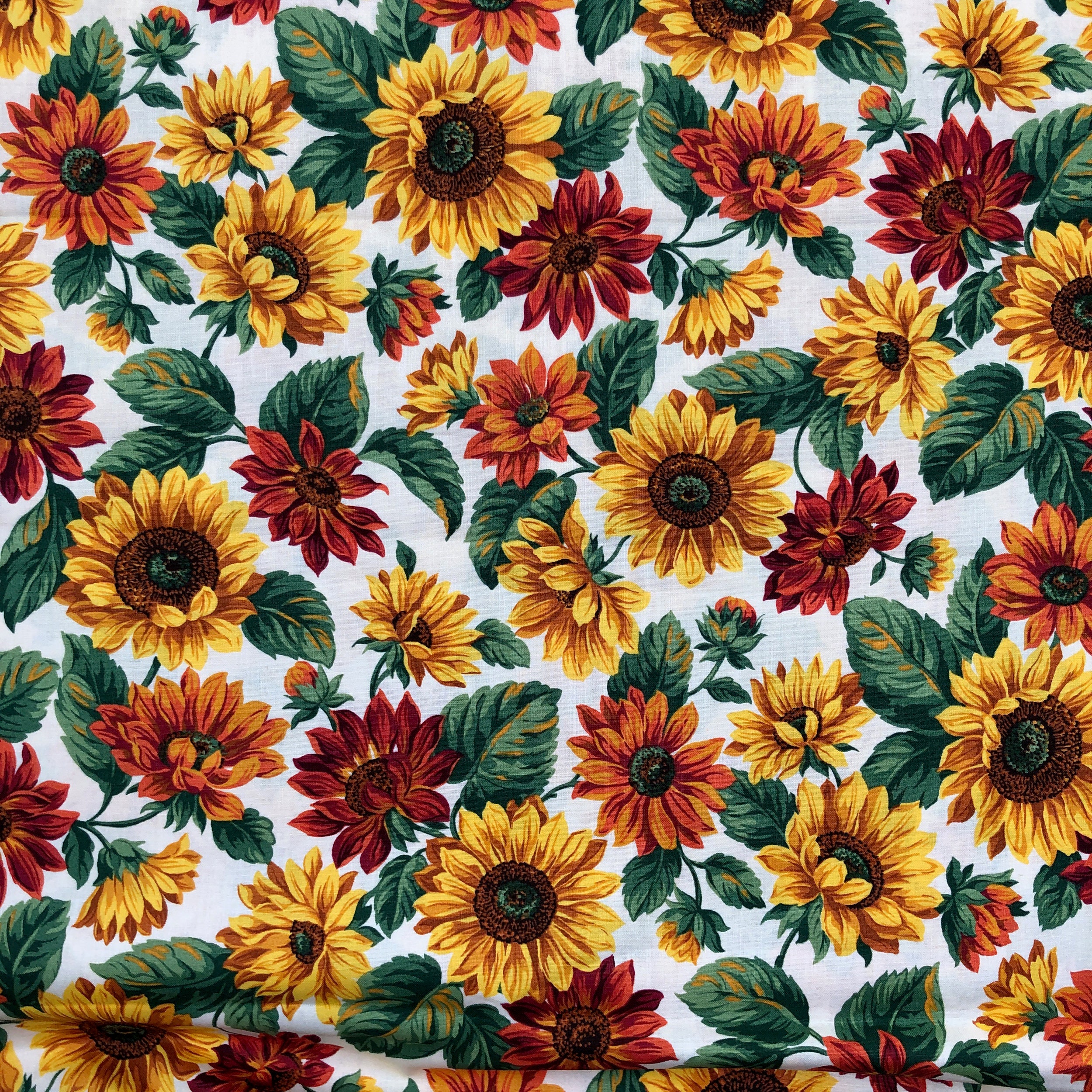 Sunflowers cotton fabric 1/2 Yard 18x44 or 1/4 Yard 9 x Etsy