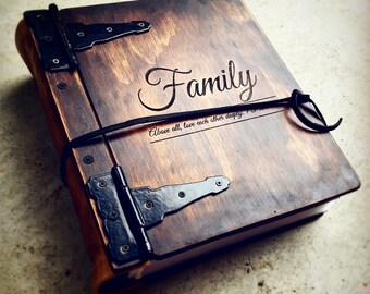 PROMOTION: Monogram Wood Photo Album For Christmas Gift, Wood & Leather Family Christmas Gift FREE SHIPPING to Canada Sale