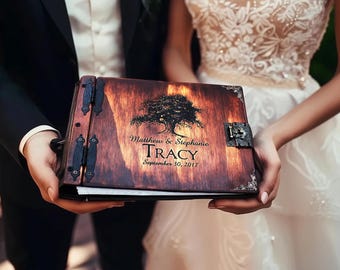 Wood Engraved Photo Album, Personalized Wedding / Anniversary Gift
