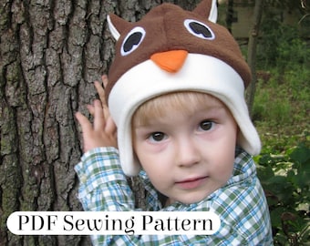 Fleece Owl Hat - PDF Sewing Pattern - Woodland Animal Costume