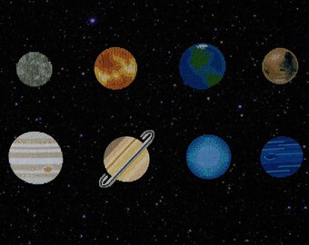 Planets Cross Stitch pattern set NASA space solar system Modern Counted Cross Stitch Sale Multi Buy deal instant PDF download science DIY