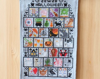 Halloween Cross Stitch Pattern SAL 2020 / Sampler Halloween / Spooky Stitch / 31 Spooky Mini Cross Stitch Patterns