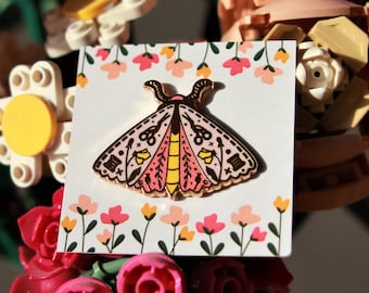 Pink Moth Needle Minder / Spring Moth Needle Minder / Insect Needle Minder / Embroidery Minder / Moth Needle Nanny / Stitch Needle Keeper