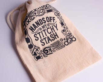 Cross Stitch Stash Bag, Cotton Embroidery Project Bag, Needlework Craft Supply Gift