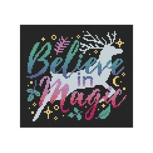 Believe in Magic Cross Stitch Pattern / Magic Cross Stitch / Deer Cross Stitch / Magical Forest / Forest Cross Stitch / Magical Stitch image 3