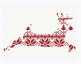 Nordic Pattern Christmas Reindeers 2 Cross Stitch Pattern PDF Instant ...