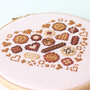 Chocolate Cross Stitch Pattern / Valentines Day / Chocolate Heart / BonBon Cross Stitch / Chocolate Lovers Gift / Chocolate Embroidery image 1