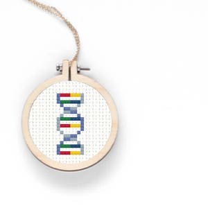 DNA Cross Stitch Pattern Double Helix Gene Cross Stitch Digital Needlepoint Simple Science DIY Geeky Necklace Pattern