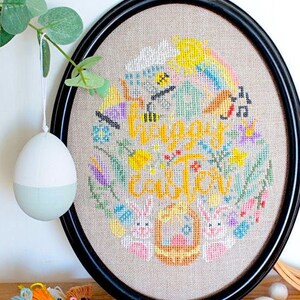 Easter Pattern / Happy Easter Cross Stitch / Easter Stitch / Easter Egg Embroidery / Easter Stitch Pattern / Spring Cross Stitch image 2