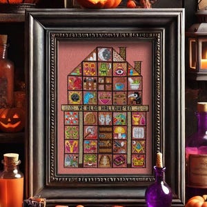 Mittelalterliche Halloween Stickerei / Mittelalterliche Halloween Stickerei / Stickmuster / Stickmuster in 31 Kreuzstichmustern