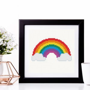 Rainbow Cross Stitch Pattern Colorful Instant Download Summer Nursery Decor Chakras Prism Color Spectrum Multicolor Cross Stitch Rainbow image 3