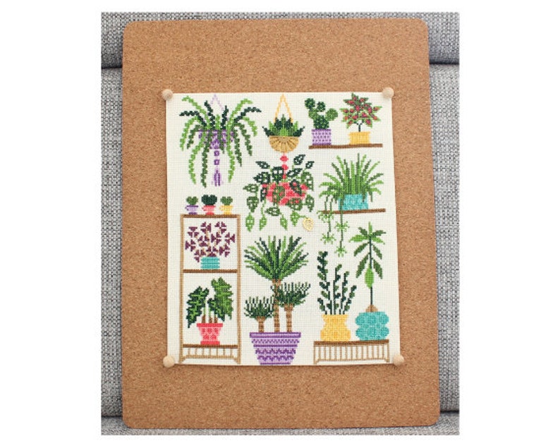 Homely Houseplants V2 2021 Cross Stitch Kit / Plant Collage Embroidery / Plant SAL / Plant Stitch Kit / Plant Cross Stitch/ image 1