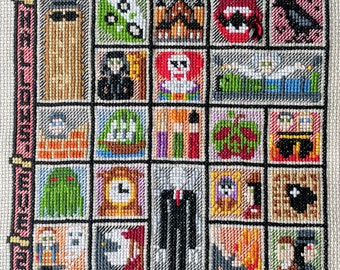 Storybook Halloween 2021 Cross Stitch Pattern, PDF Spooky Sampler Stitch Along