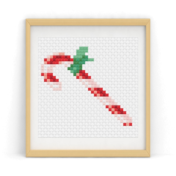 Candy Cane Cross Stitch Pattern, candy cane, holiday craft, christmas stitch, funny decor, christmas needlework, Modernistic Design, unique