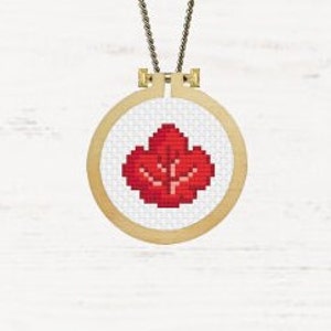 Canadian Maple Leaf Canada Cross Stitch Pattern Autumn Fall Digital Download Cross Stitch Mini Beginner Stitch Pattern Nature Necklace